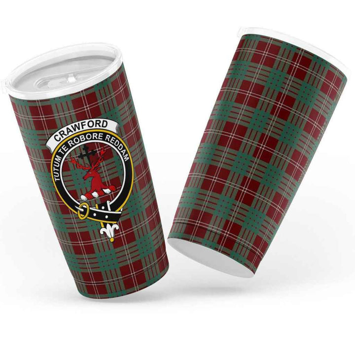 Scottish Crawford Clan Crest Tartan Insulated Tumbler Tartan Plaid 3