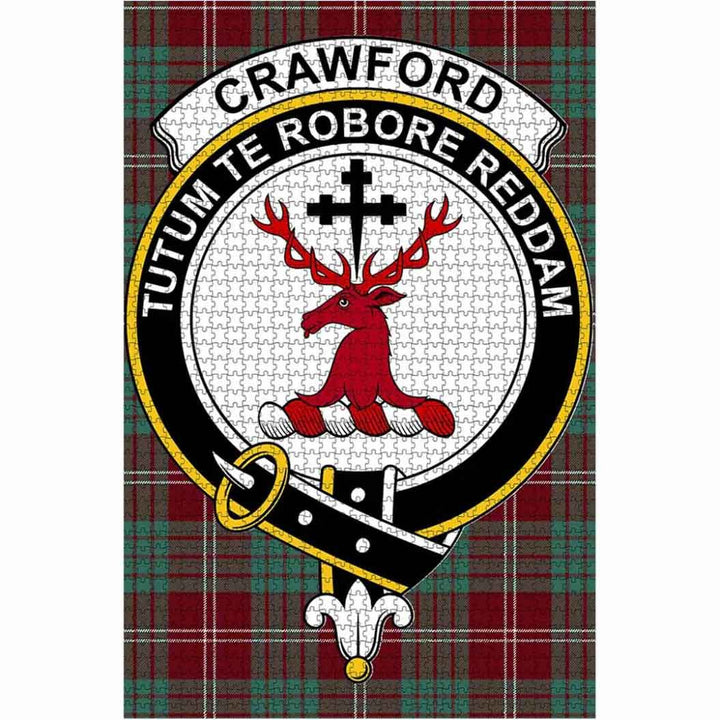 Scottish Crawford Clan Crest Tartan Jigsaw Puzzle 1