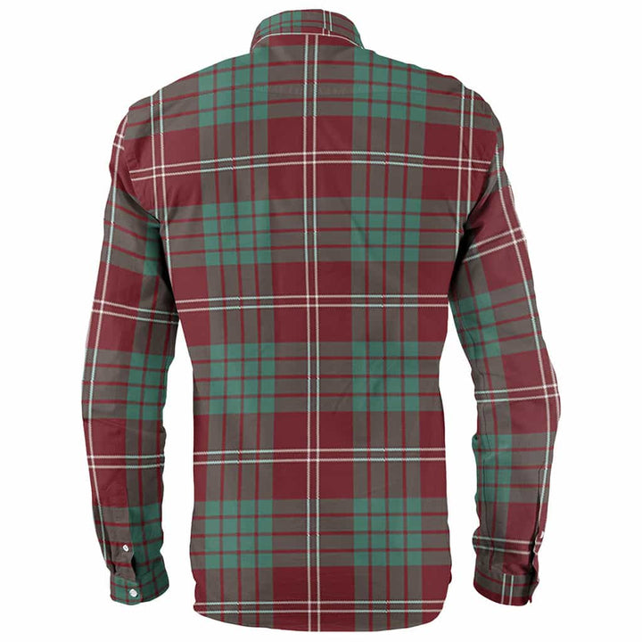 Scottish Crawford Clan Crest Tartan Long Sleeve Shirt Back Side Tartan Plaid
