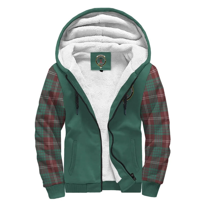 Scottish Crawford Clan Crest Tartan Plaid Sleeve Sherpa Hoodie