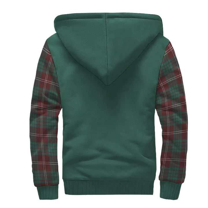 Scottish Crawford Clan Crest Tartan Plaid Sleeve Sherpa Hoodie