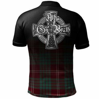Scottish Crawford Clan Crest Tartan Polo Shirt - Alba Gu Brath Family Crest Celtic Inspired Back Side Tartan Plaid