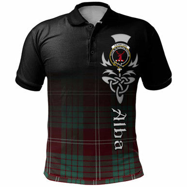 Scottish Crawford Clan Crest Tartan Polo Shirt - Alba Gu Brath Family Crest Celtic Inspired Front Side Tartan Plaid