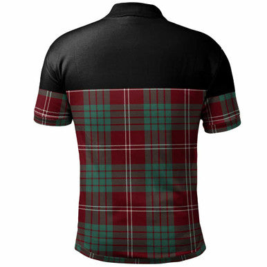Scottish Crawford Clan Crest Tartan Polo Shirt - Horizontal Style Back Side Tartan Plaid