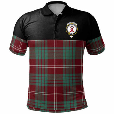Scottish Crawford Clan Crest Tartan Polo Shirt - Horizontal Style Front Side Tartan Plaid