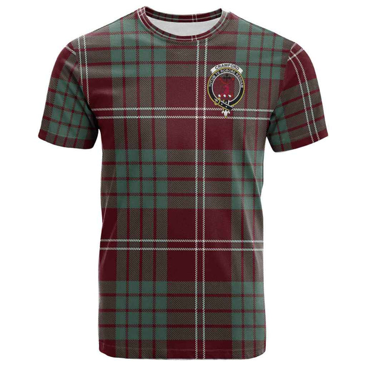 Scottish Crawford Clan Crest Tartan T-Shirt Front Side Tartan Plaid
