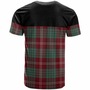 Scottish Crawford Clan Crest Tartan T-Shirt - Horizontal Style Back Side Tartan Plaid