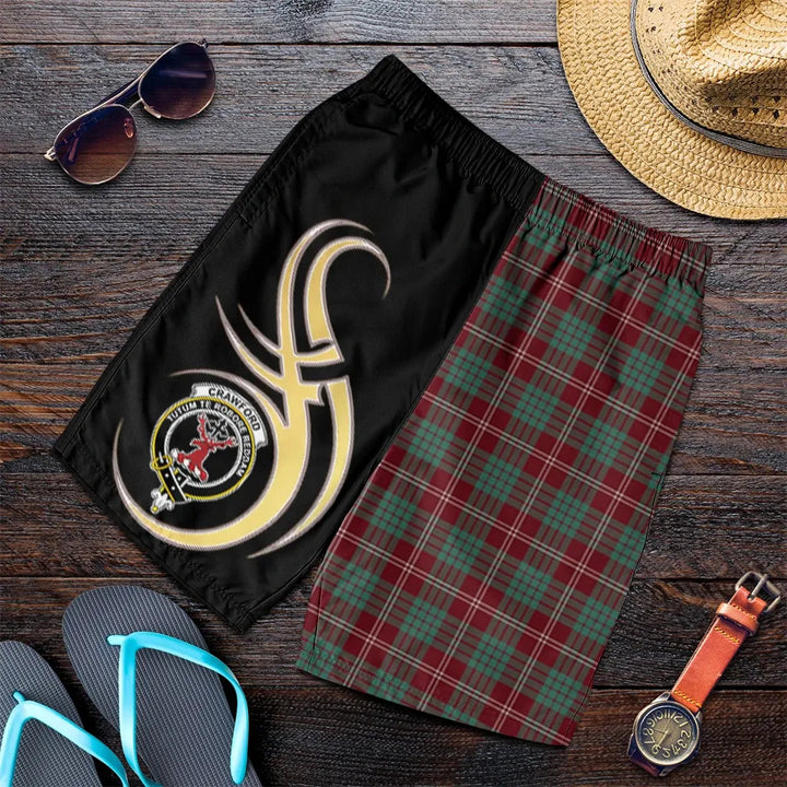 Scottish Crawford Modern Clan Crest Tartan Believe in Me Men's Shorts