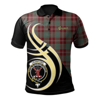 Scottish Crawford Modern Clan Crest Tartan Polo Shirt Believe in Me Front Side Tartan Plaid