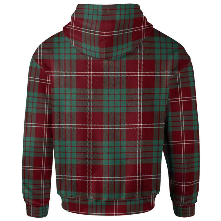 Scottish Crawford Modern Clan Tartan Hoodie Back Side Tartan Plaid