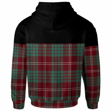 Scottish Crawford Modern Clan Tartan Hoodie - Horizontal Style Back Side Tartan Plaid