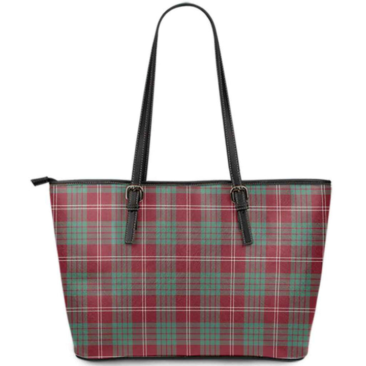 Scottish Crawford Modern Clan Tartan Leather Tote Tartan Plaid