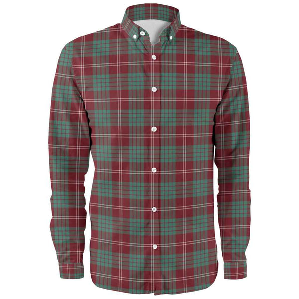 Scottish Crawford Modern Clan Tartan Long Sleeve Shirt Front Side Tartan Plaid