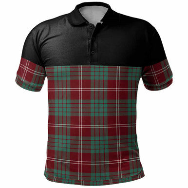 Scottish Crawford Modern Clan Tartan Polo Shirt - Horizontal Style Front Side Tartan Plaid