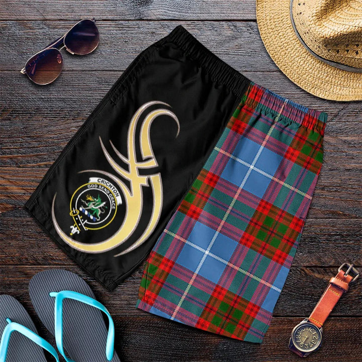 Scottish Crichton Clan Crest Tartan Believe in Me Men's Shorts