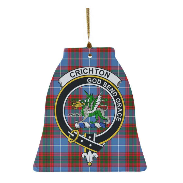Scottish Crichton Clan Crest Tartan Ceramic Ornament Bell Shape Tartan Plaid