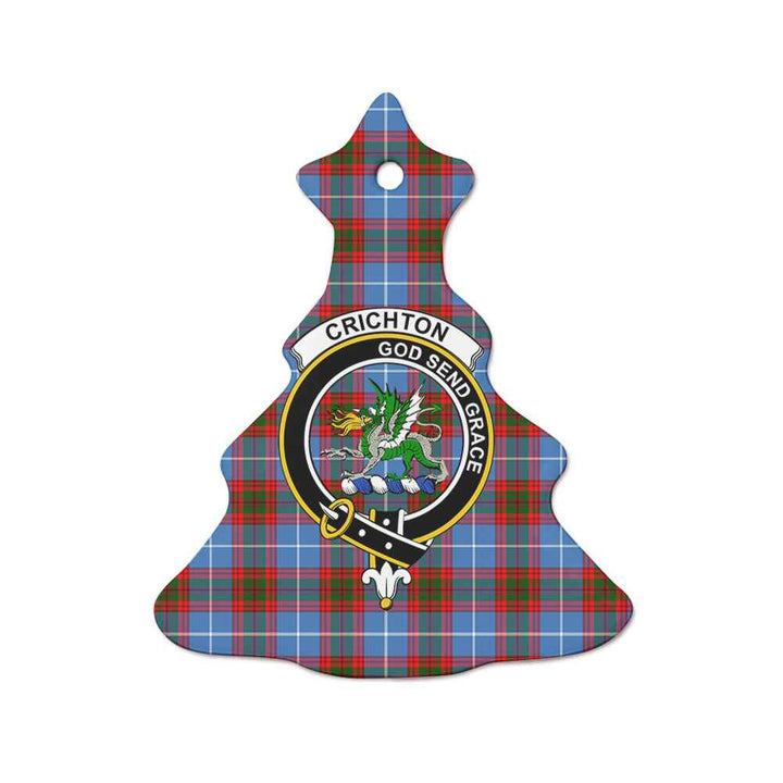 Scottish Crichton Clan Crest Tartan Ceramic Ornament Tree Shape Tartan Plaid