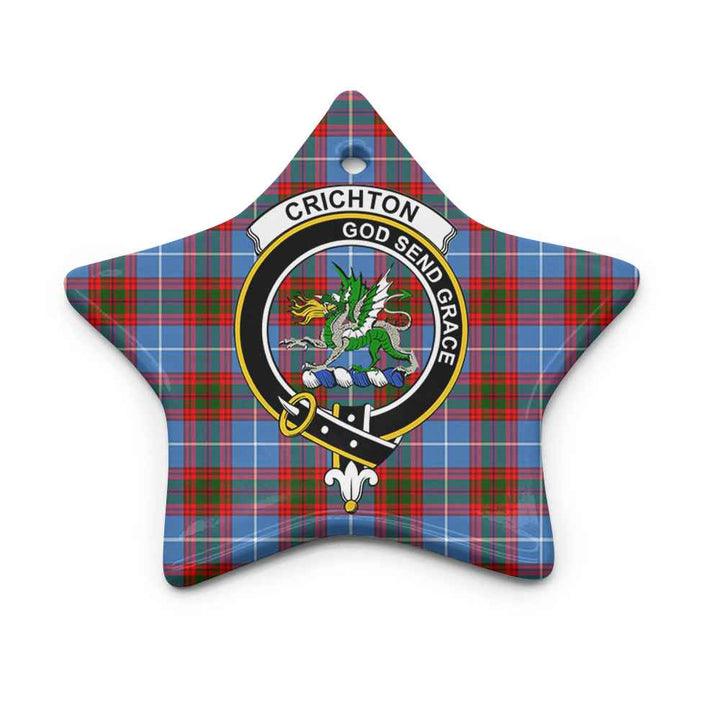 Scottish Crichton Clan Crest Tartan Ceramic Ornament Star Shape Tartan Plaid