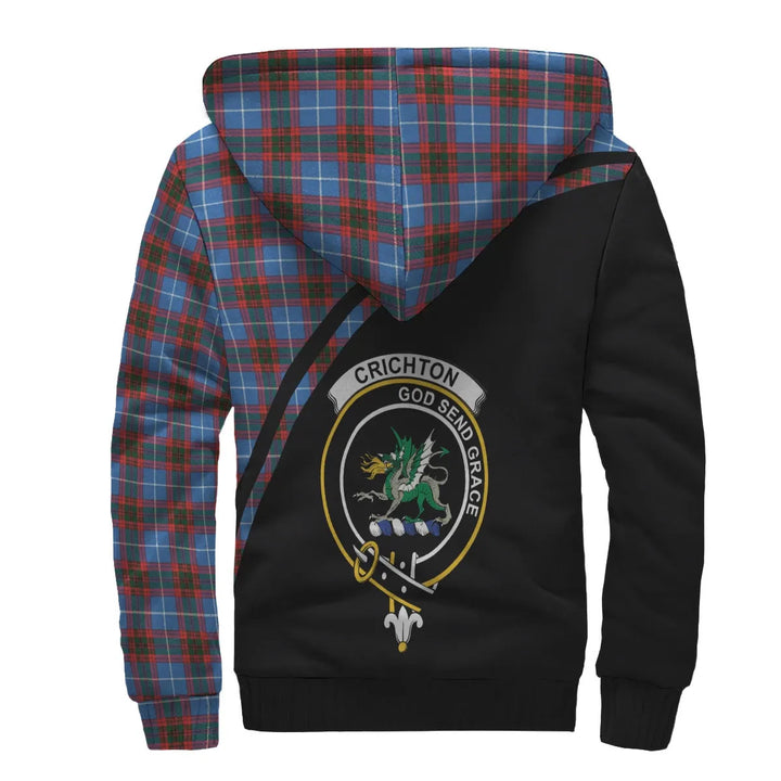Scottish Crichton Clan Crest Tartan Curve Sherpa Hoodie