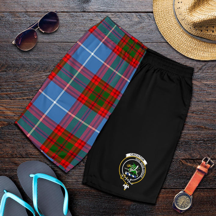 Scottish Crichton Clan Crest Tartan Half of Me Men's Shorts