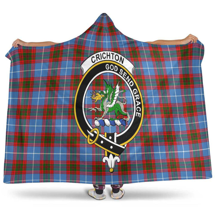 Scottish Crichton Clan Crest Tartan Hooded Blanket Tartan Plaid 1