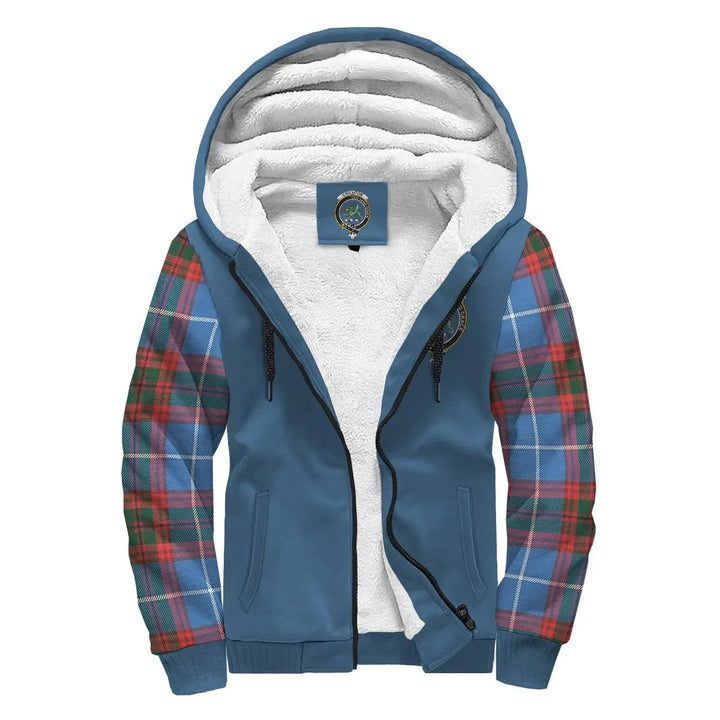 Scottish Crichton Clan Crest Tartan Plaid Sleeve Sherpa Hoodie