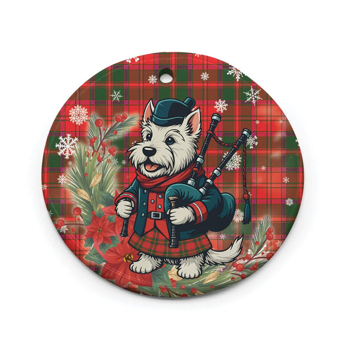 Scottish Crief District Clan Tartan Ceramic Ornament Cute Scottish Terrier Dog Circle Style Tartan Plaid