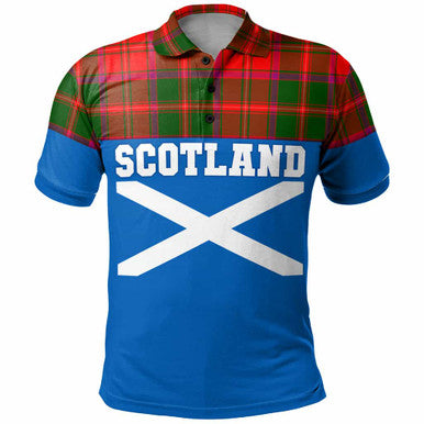 Scottish Crief District Clan Tartan Polo Shirt - Lion Rampant of Scotland With Flag Front Side Tartan Plaid