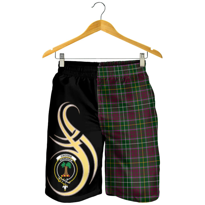 Scottish Crosbie Clan Crest Tartan Believe in Me Men's Shorts