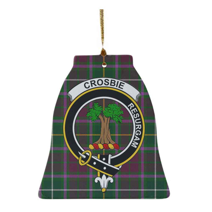 Scottish Crosbie Clan Crest Tartan Ceramic Ornament Bell Shape Tartan Plaid