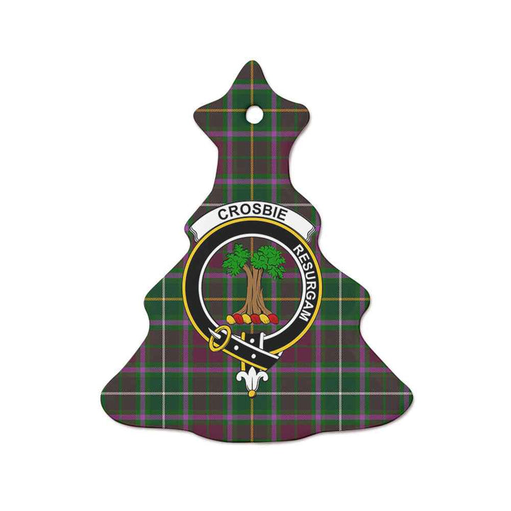 Scottish Crosbie Clan Crest Tartan Ceramic Ornament Tree Shape Tartan Plaid