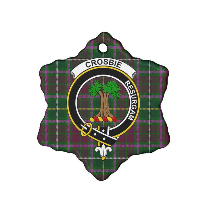 Scottish Crosbie Clan Crest Tartan Ceramic Ornament Snow Flake Shape Tartan Plaid