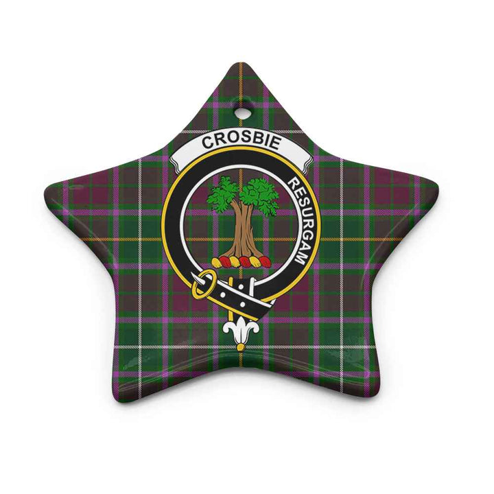 Scottish Crosbie Clan Crest Tartan Ceramic Ornament Star Shape Tartan Plaid