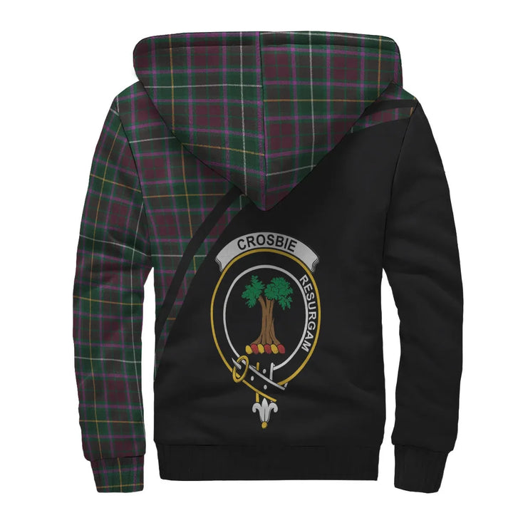 Scottish Crosbie Clan Crest Tartan Curve Sherpa Hoodie