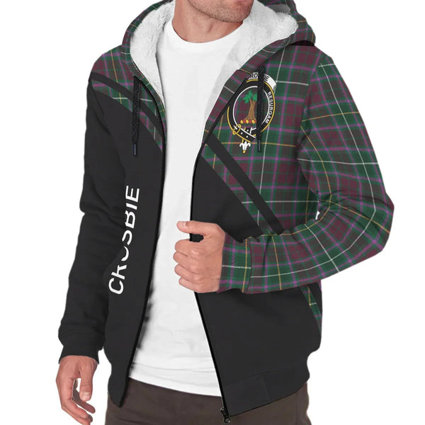 Scottish Crosbie Clan Crest Tartan Curve Sherpa Hoodie