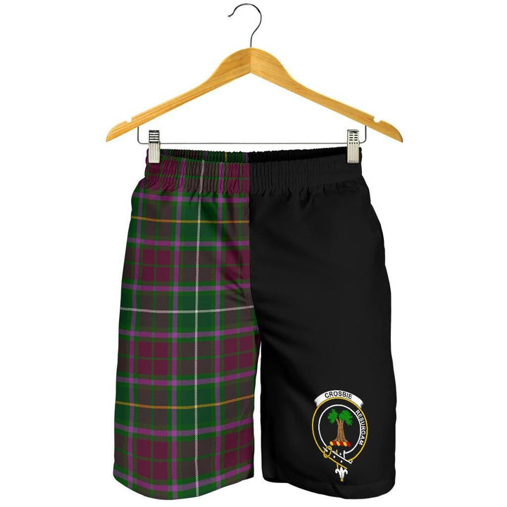 Scottish Crosbie Clan Crest Tartan Half of Me Men's Shorts