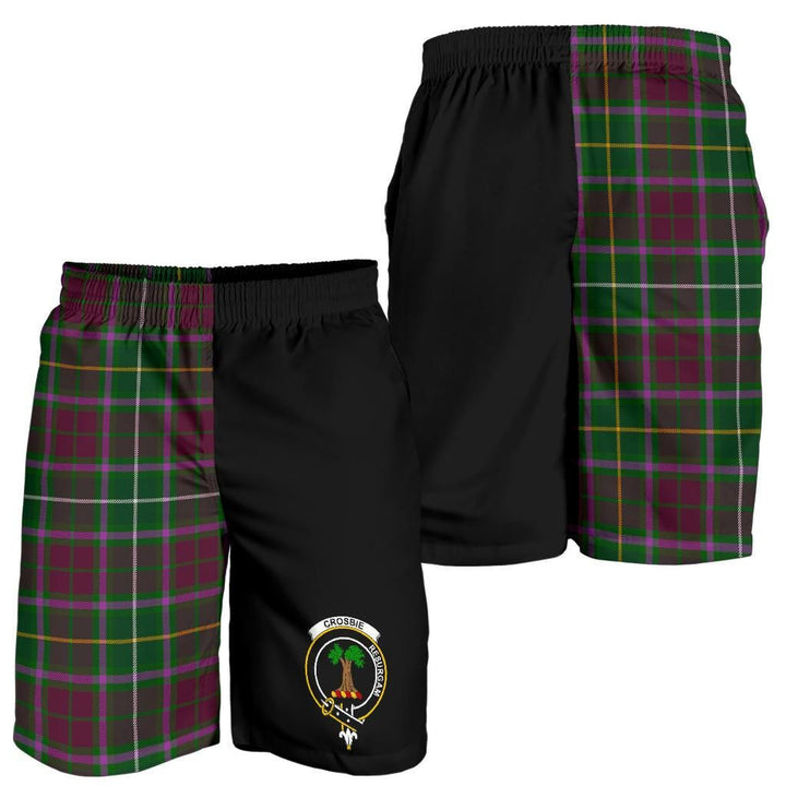Scottish Crosbie Clan Crest Tartan Half of Me Men's Shorts