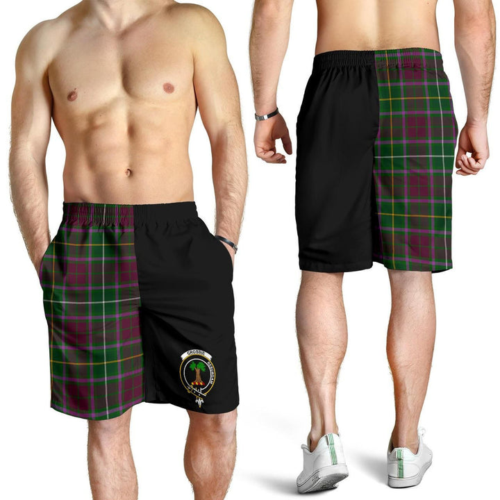 Scottish Crosbie Clan Crest Tartan Half of Me Men's Shorts