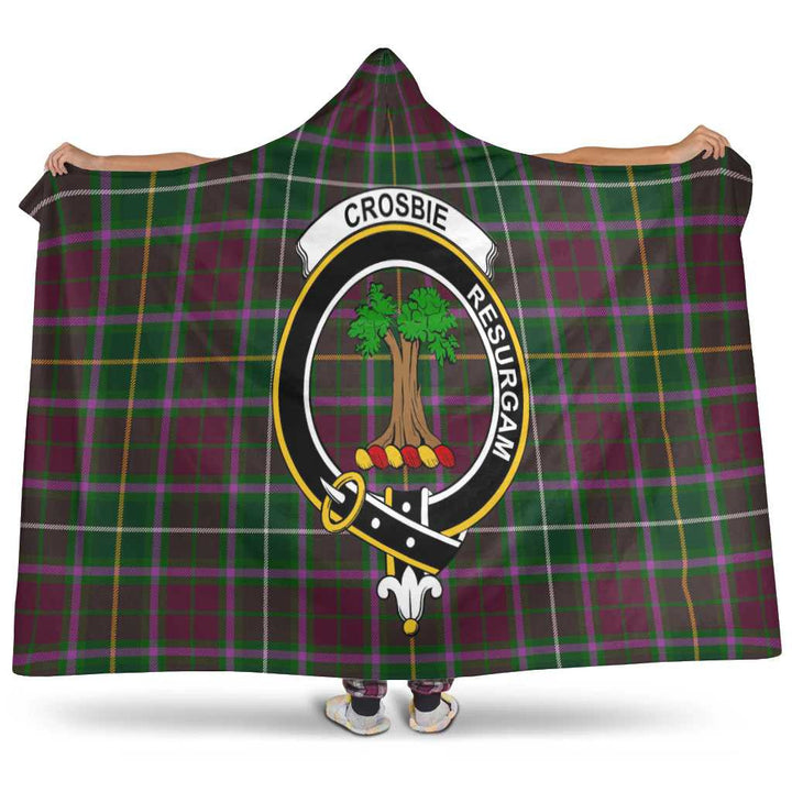 Scottish Crosbie Clan Crest Tartan Hooded Blanket Tartan Plaid 1