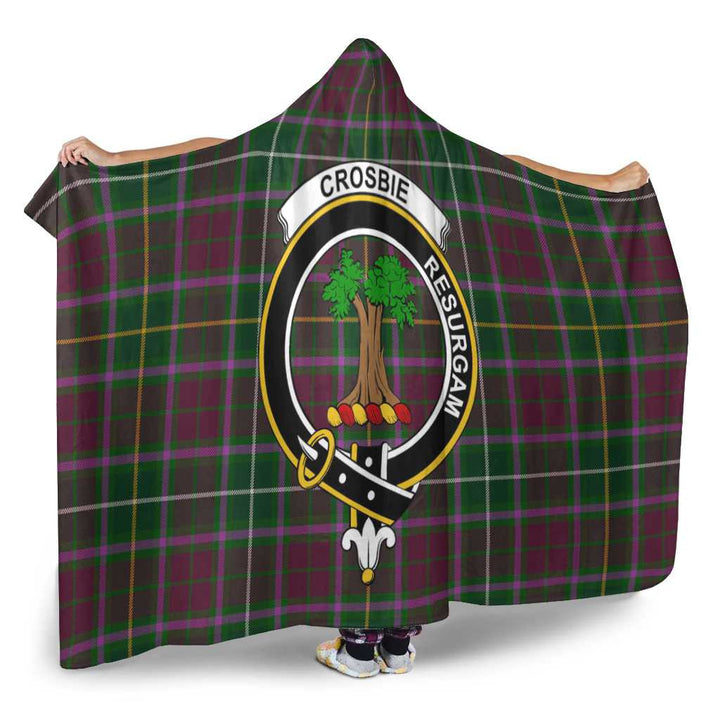 Scottish Crosbie Clan Crest Tartan Hooded Blanket Tartan Plaid 2