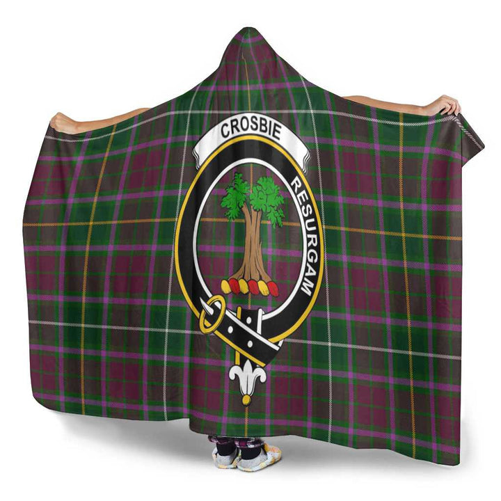 Scottish Crosbie Clan Crest Tartan Hooded Blanket Tartan Plaid 3