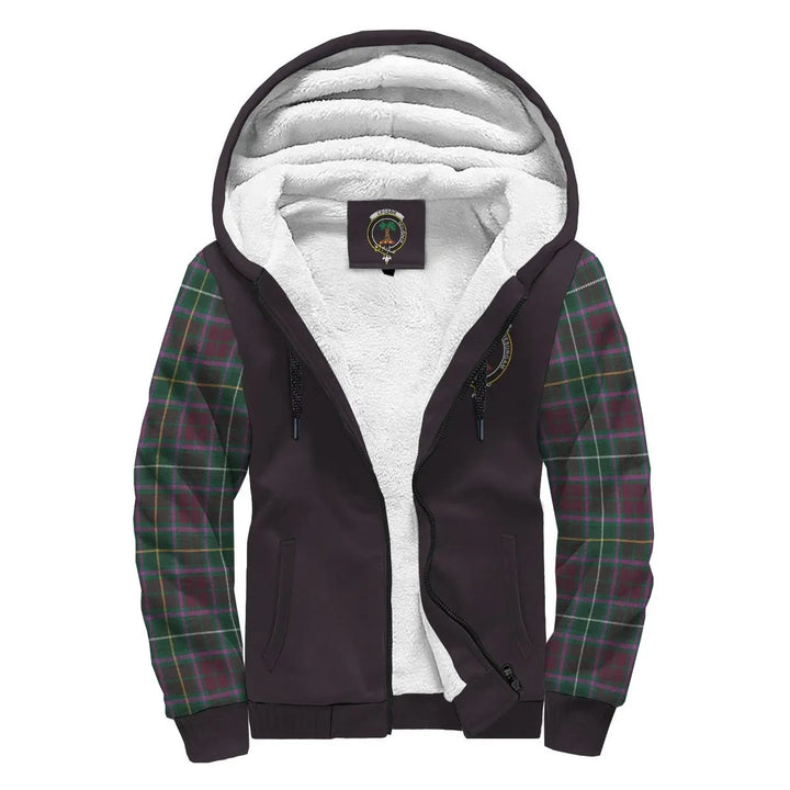 Scottish Crosbie Clan Crest Tartan Plaid Sleeve Sherpa Hoodie