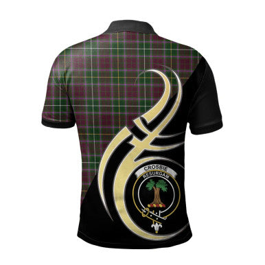 Scottish Crosbie Clan Crest Tartan Polo Shirt Believe in Me Back Side Tartan Plaid
