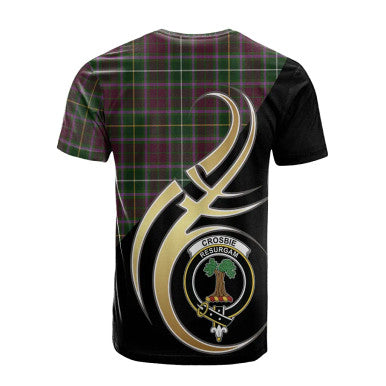 Scottish Crosbie Clan Crest Tartan T-Shirt Believe in Me Back Side Tartan Plaid