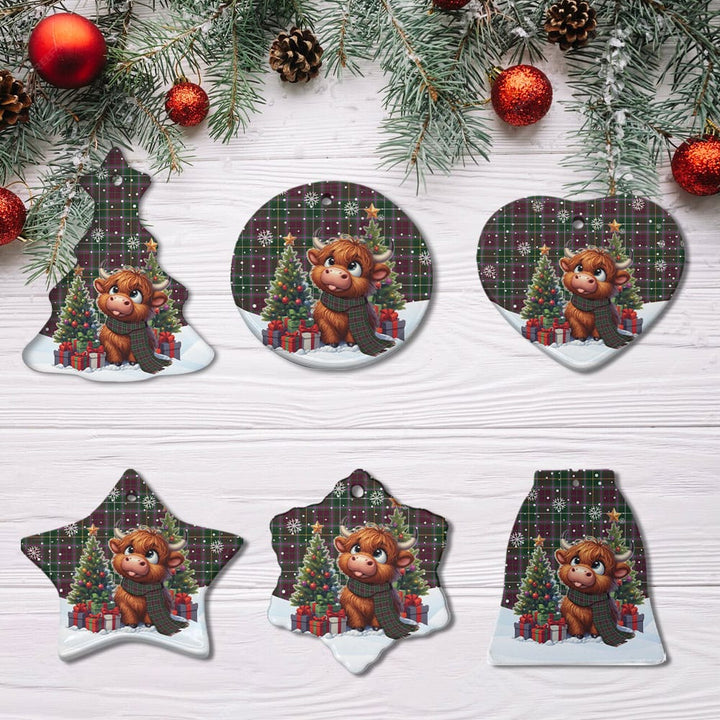 Scottish Crosbie Clan Tartan Ceramic Ornament Cute Highland Cow Christmas All Style Tartan Plaid