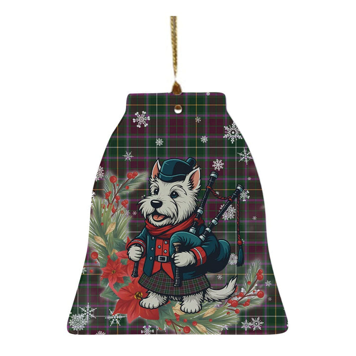 Scottish Crosbie Clan Tartan Ceramic Ornament Cute Scottish Terrier Dog Bell Style Tartan Plaid