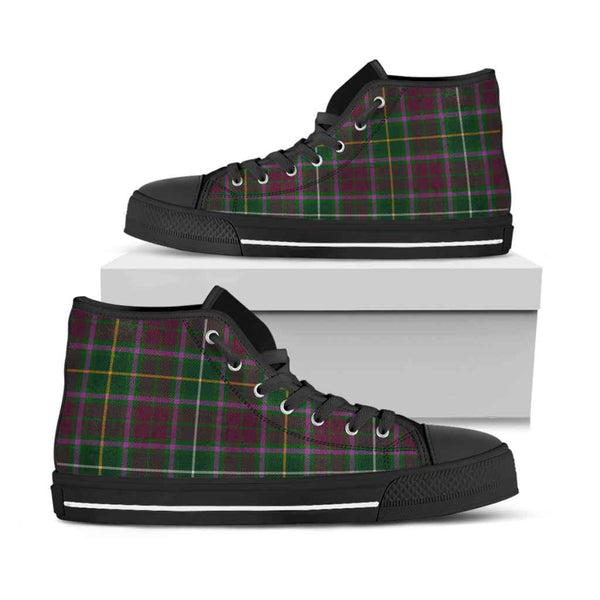 Scottish Crosbie Clan Tartan High Top Shoes Black Sole Tartan Plaid