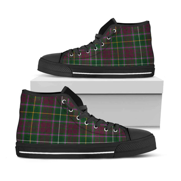 Scottish Crosbie Clan Tartan High Top Shoes Black Sole Tartan Plaid