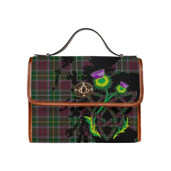 Scottish Crosbie Clan Tartan Waterproof Canvas Bag With Thistle Tartan Plaid 1