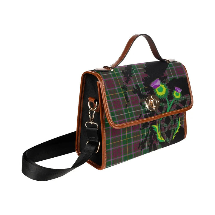 Scottish Crosbie Clan Tartan Waterproof Canvas Bag With Thistle Tartan Plaid 3